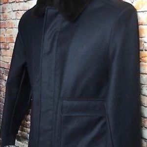 brooks brothers fur collar wool bomber